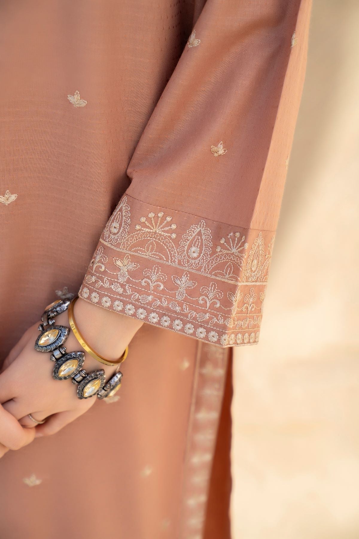 Peach Color Embroidered Kurta Set for Women – Stylish & Comfortable