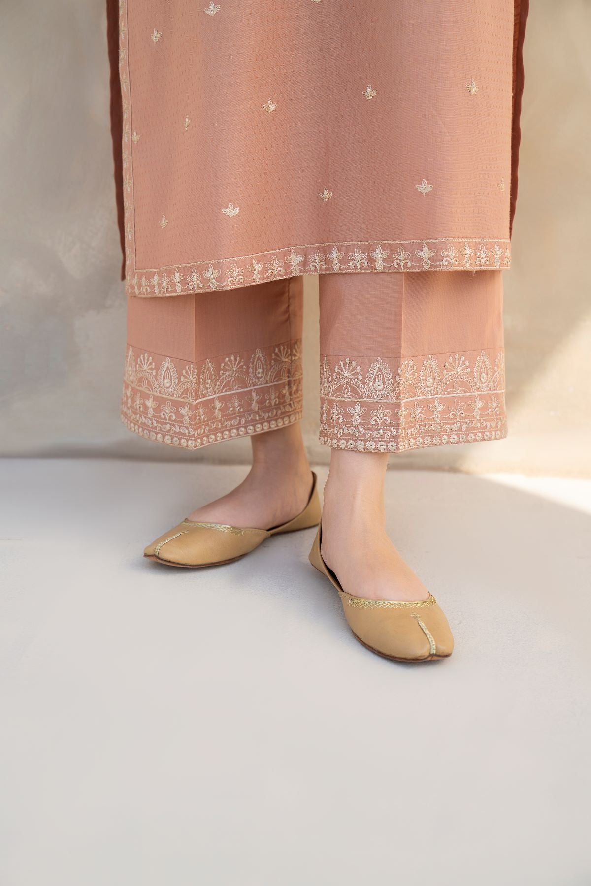 Peach Color Embroidered Kurta Set for Women – Stylish & Comfortable